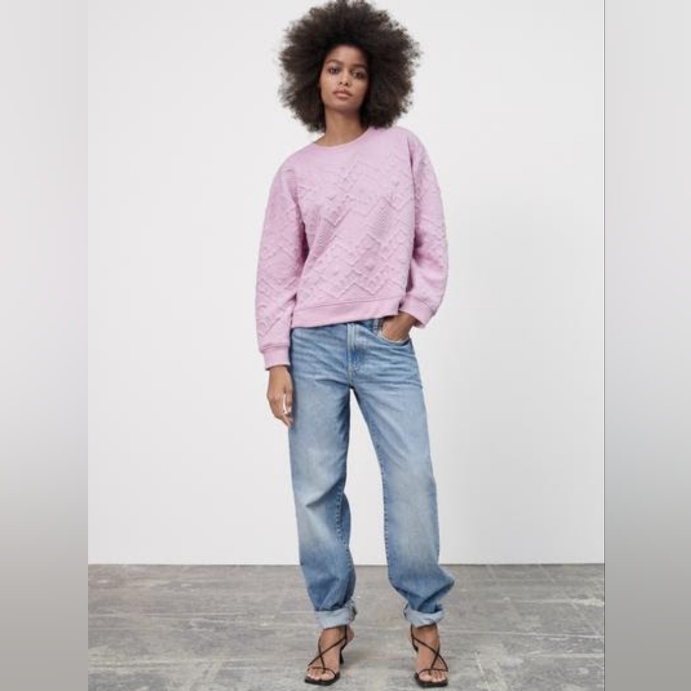 Zara Pink Quilted Sweatshirt